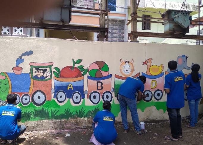 Wall Art Painting in Corporation School- L&T Construction