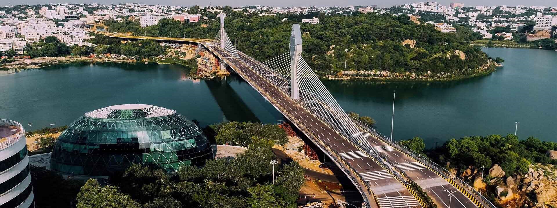 Durgam Cheruvu Bridge Hyderabad- L&T Construction